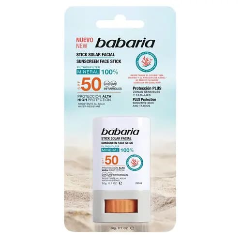 ضد آفتاب استیکی اسپانیایی باباریا Babaria Face Sun Stick Spf 50 بی رنگ 20 میل