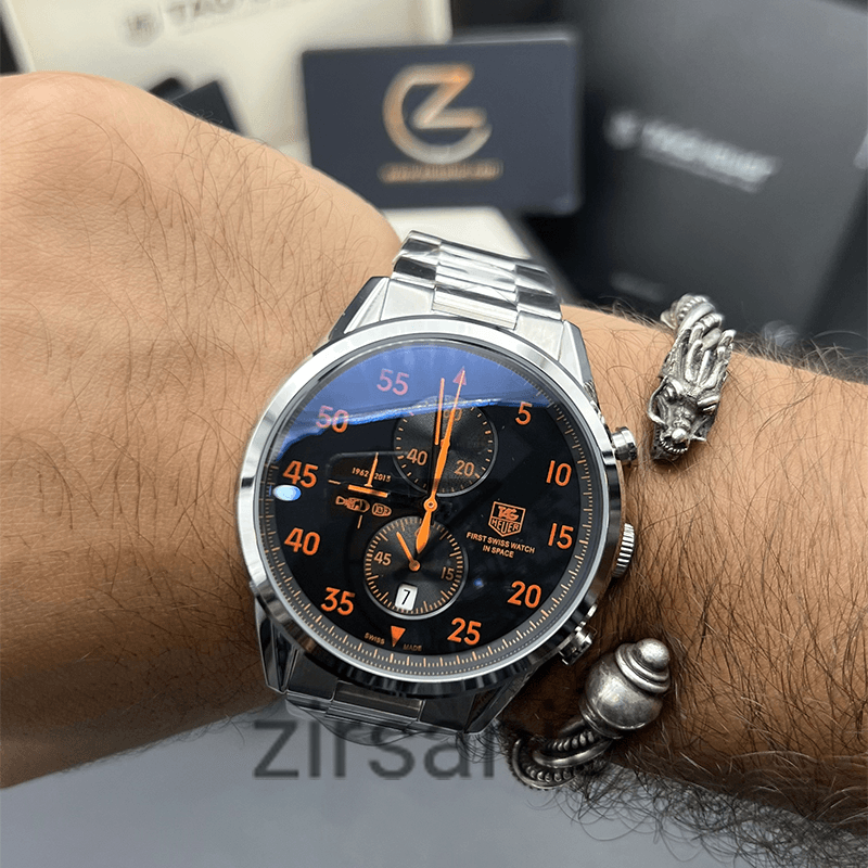 ساعت مچی مردانه تگ هویر اسپیس ایکس TAG Heuer Spacex Silver Black Orange — تصویر ۶
