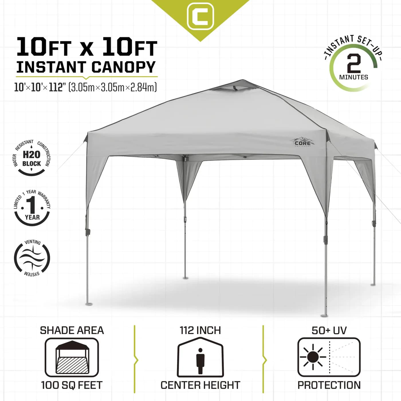 کنوپی اتومات کر – سایبان 3×3 متر کمپینگ Core 10 ‘x 10’ Instant Canopy — تصویر ۳