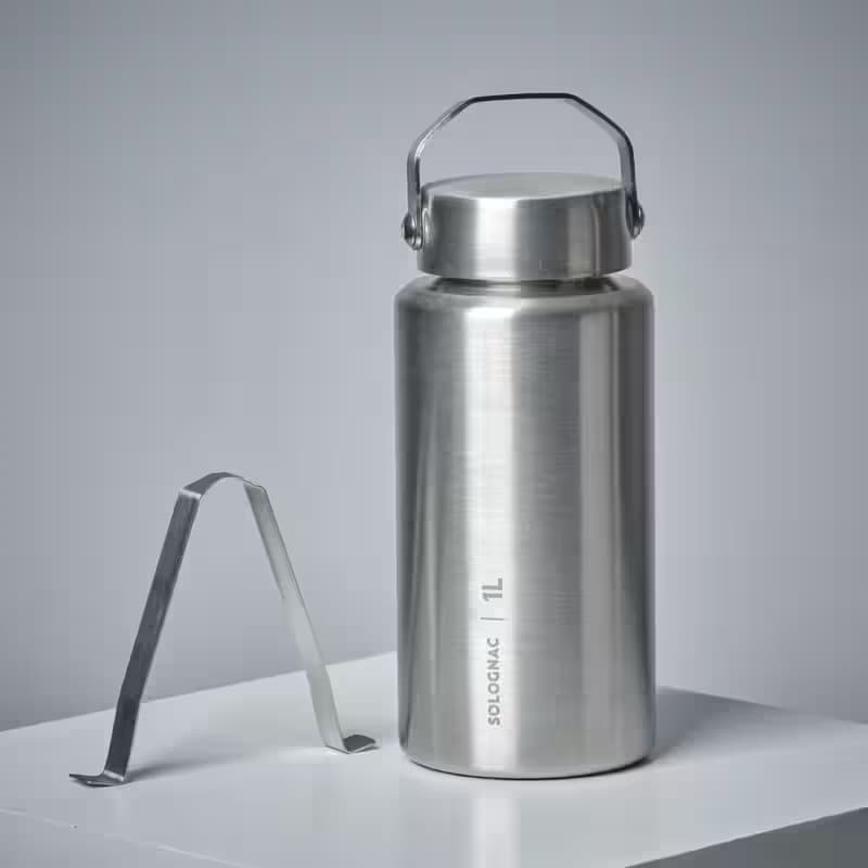 بطری آب سولوگناک – ماگ بوشکرفت Solognac Water bottle with screw cap bushcraft 1l stainless steel — تصویر ۶