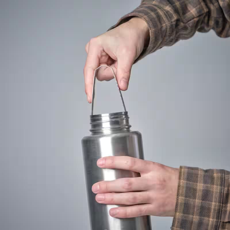 بطری آب سولوگناک – ماگ بوشکرفت Solognac Water bottle with screw cap bushcraft 1l stainless steel — تصویر ۲