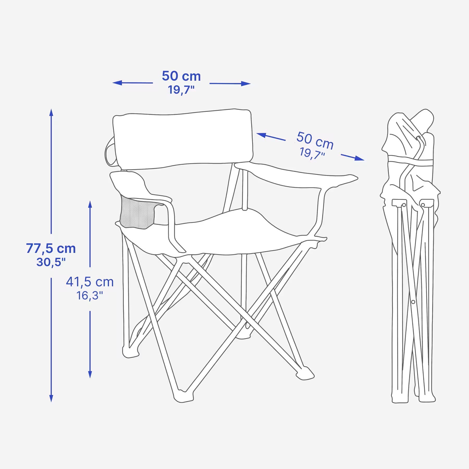 صندلی تاشو کمپینگ کچوا Quechua Folding Camping Chair – Blue – 110 KG — تصویر ۳