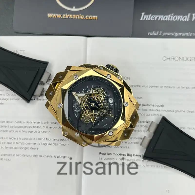 ساعت مچی مردانه هابلوت کهکشانی Hublot Big Bang SANG BLEU II Rosegold Black Screen Pave — تصویر ۸