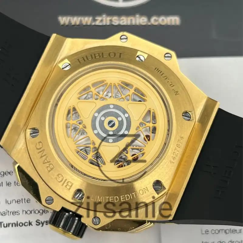 ساعت مچی مردانه هابلوت کهکشانی Hublot Big Bang SANG BLEU II Rosegold Black Screen Pave — تصویر ۷