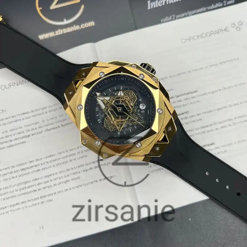 ساعت مچی مردانه هابلوت کهکشانی Hublot Big Bang SANG BLEU II Rosegold Black Screen Pave — تصویر ۵