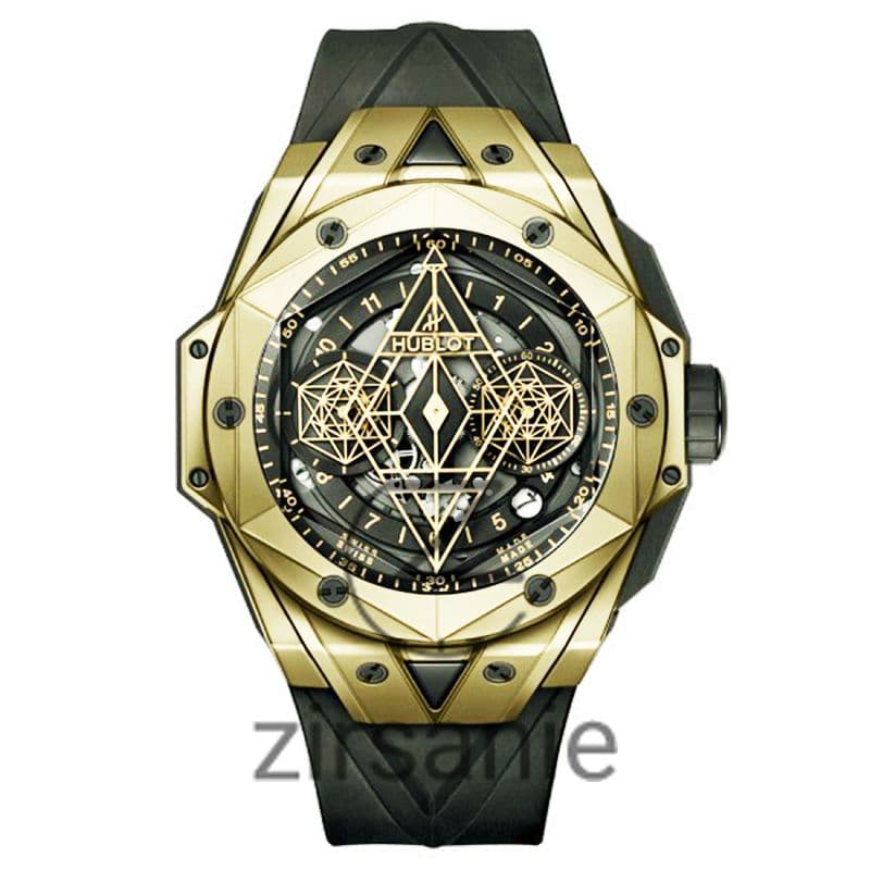 ساعت مچی مردانه هابلوت کهکشانی Hublot Big Bang SANG BLEU II Rosegold Black Screen Pave