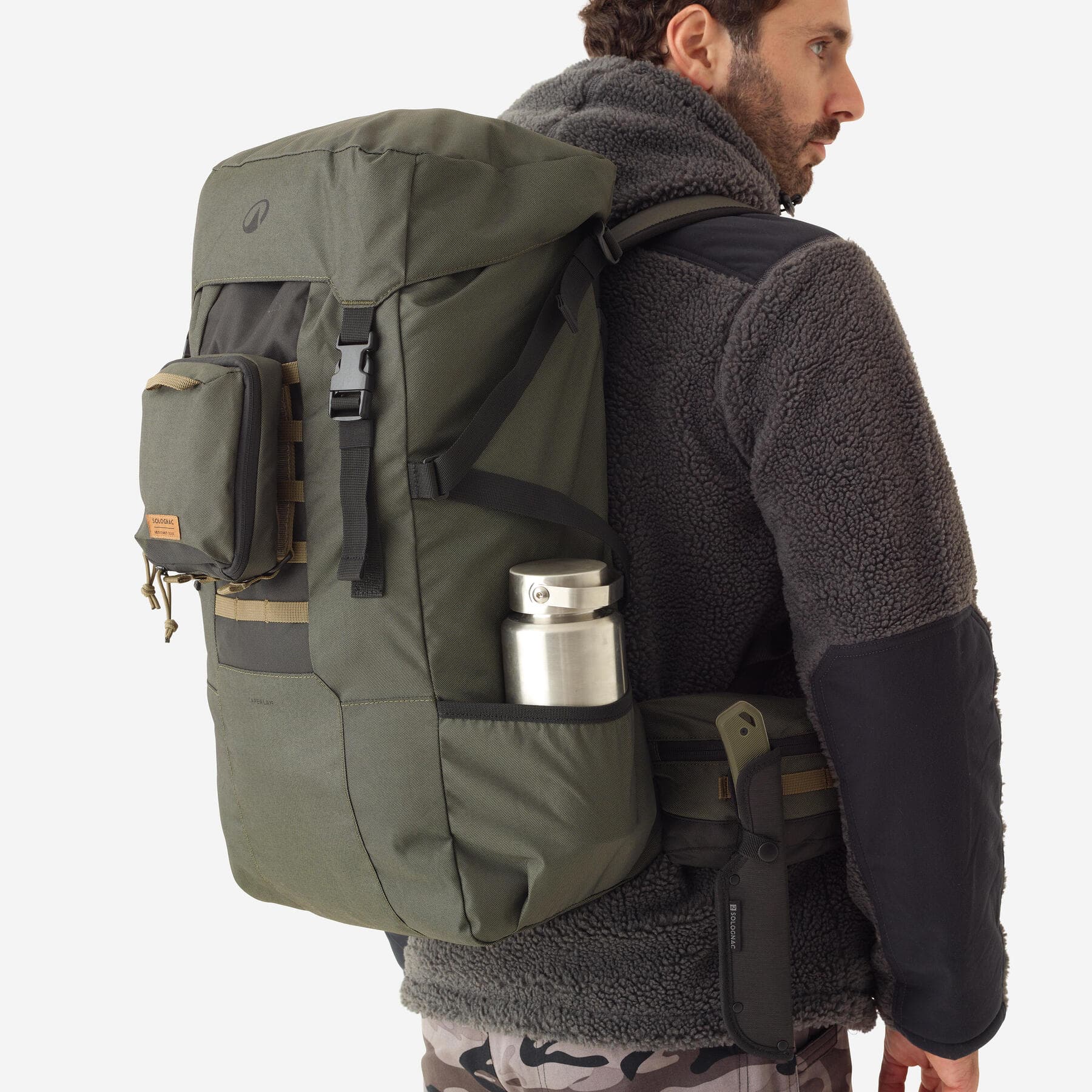 کوله پشتی بوشکرفت سولوگناک 50 لیتری Solognac Bushcraft backpack – Khaki – Hunting and Nature Observation – 50 L — تصویر ۶