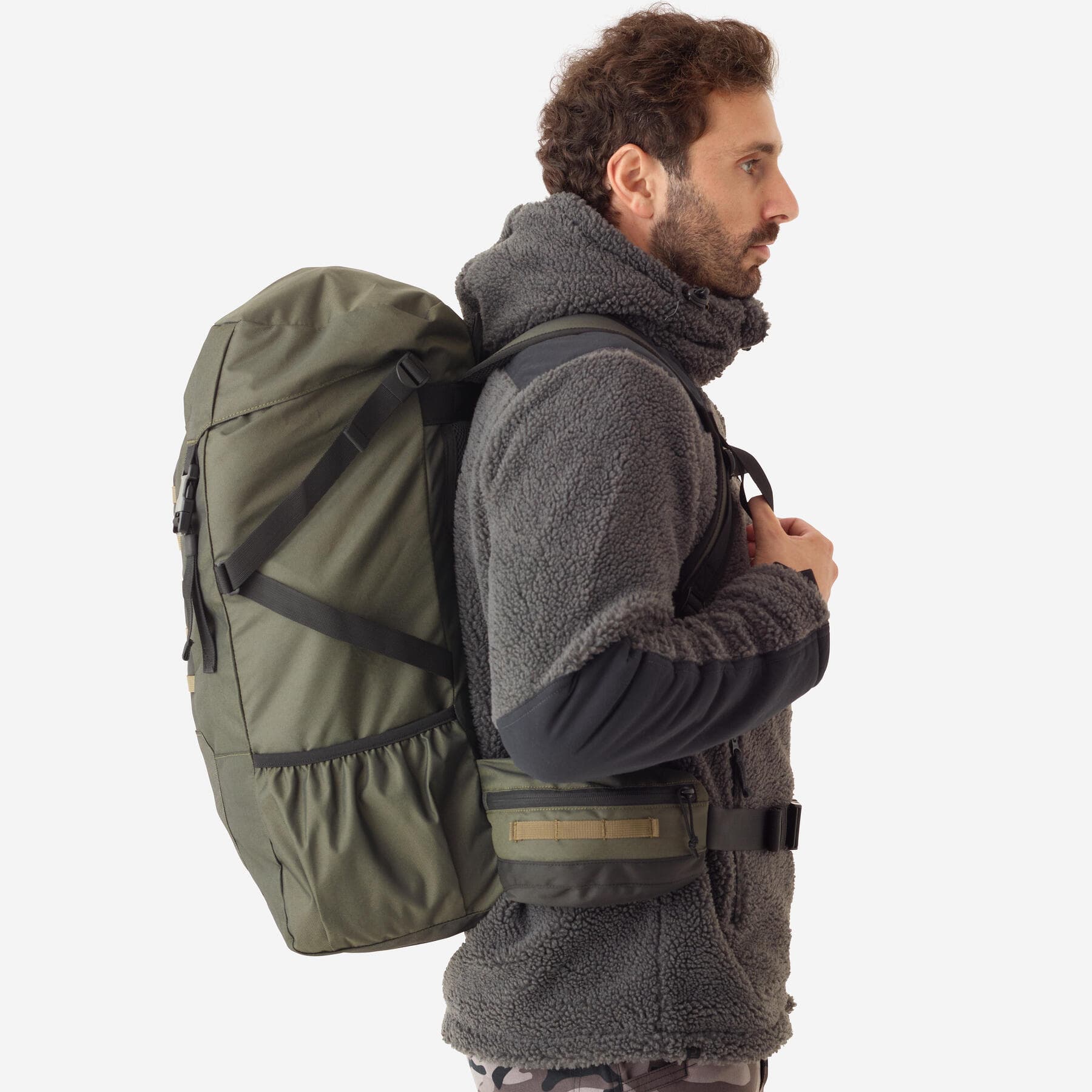 کوله پشتی بوشکرفت سولوگناک 50 لیتری Solognac Bushcraft backpack – Khaki – Hunting and Nature Observation – 50 L — تصویر ۵