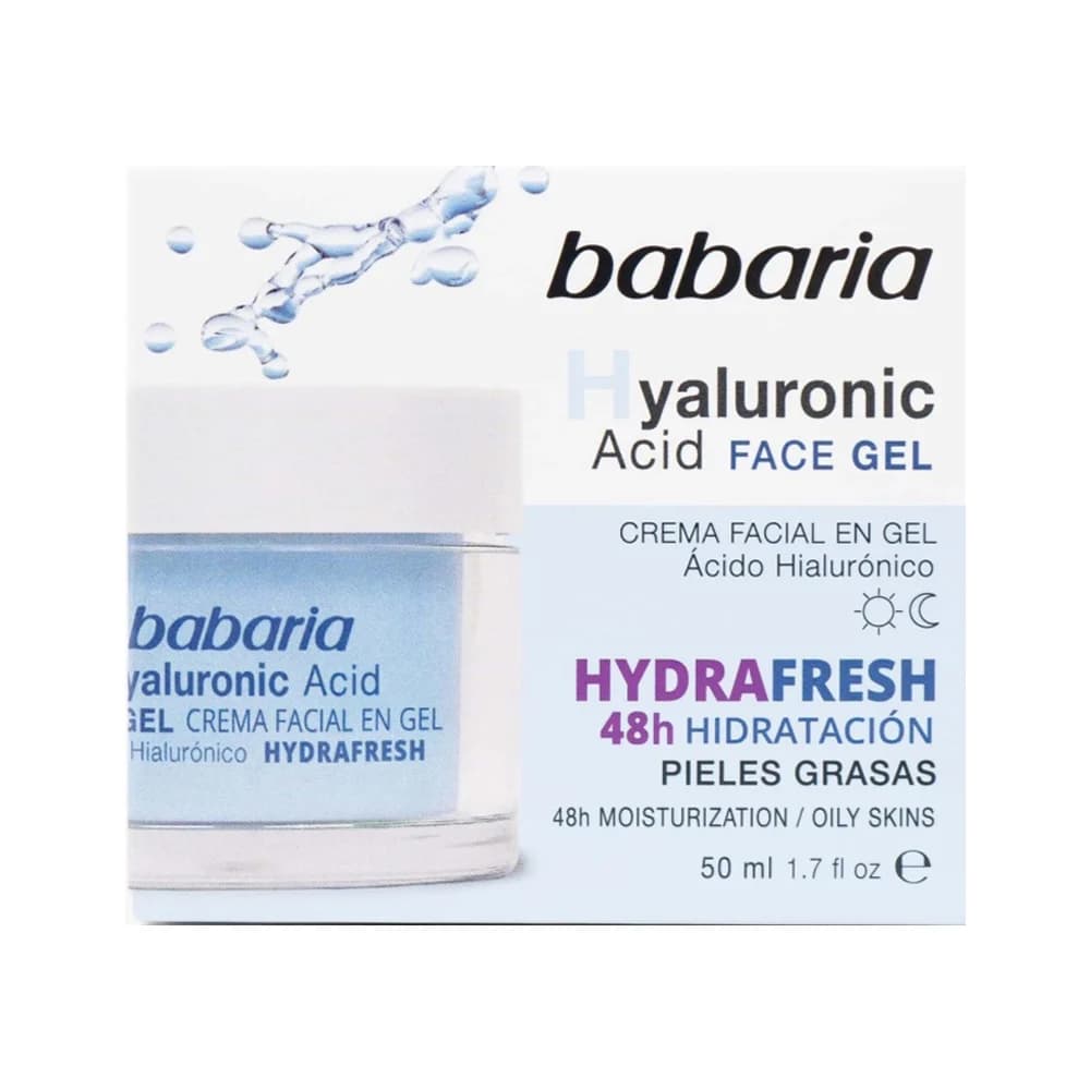 ژل کرم باباریا Babaria Hyaluuronic Acid آبرسان و ضد چروک 48 ساعته پوست چرب حاوی هیالورونیک اسید 50 میل