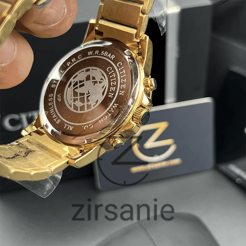 ساعت مچی مردانه سیتیزن وی آی پی کرنوگراف Citizen VIP Chronograph Gold Black — تصویر ۷