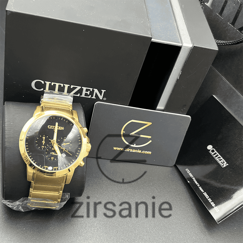ساعت مچی مردانه سیتیزن وی آی پی کرنوگراف Citizen VIP Chronograph Gold Black — تصویر ۴