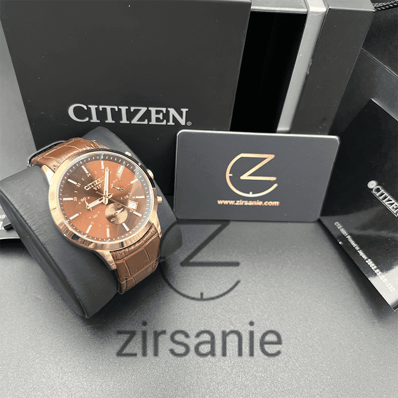 ساعت مچی مردانه سیتیزن وی آی پی کرنوگراف Citizen VIP Chronograph Rosegold Brown — تصویر ۳