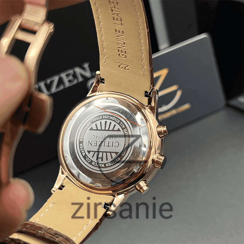 ساعت مچی مردانه سیتیزن وی آی پی کرنوگراف Citizen VIP Chronograph Rosegold Brown — تصویر ۷