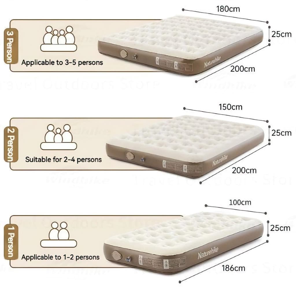 تشک بادی نیچرهایک دو نفره Naturehike C25 Inflatable Mattress With Air Pump – CNH23DZ10001 — تصویر ۳