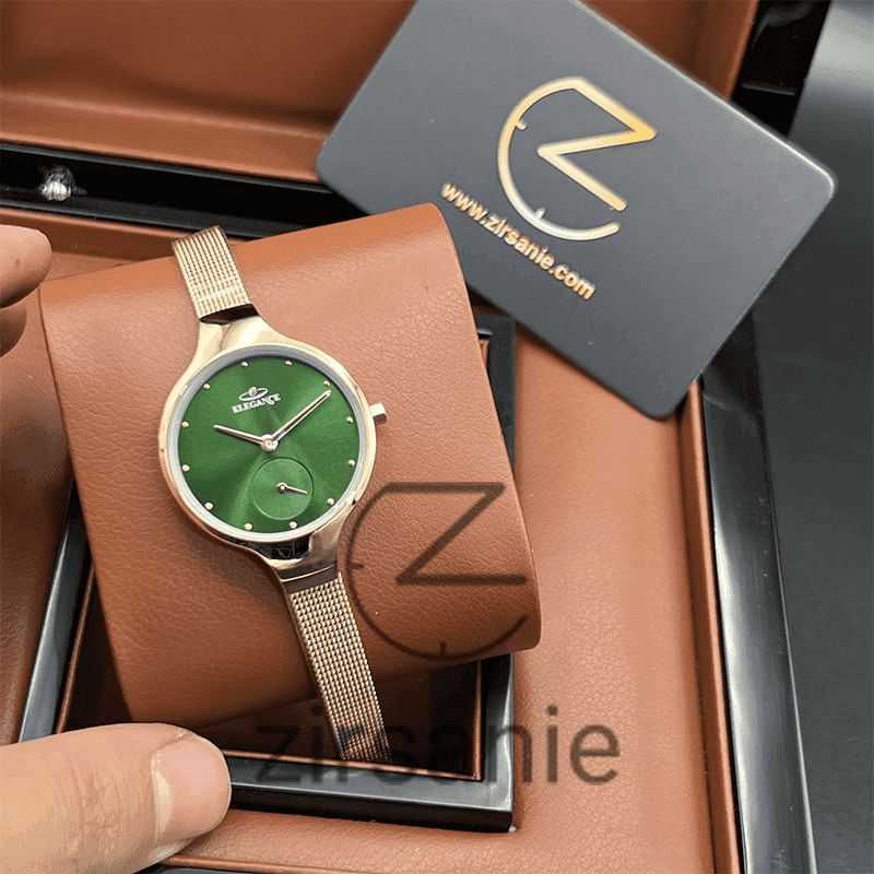 ساعت مچی زنانه الگانس زیرثانیه دار Elegance Subsecond Rosegold Green — تصویر ۳