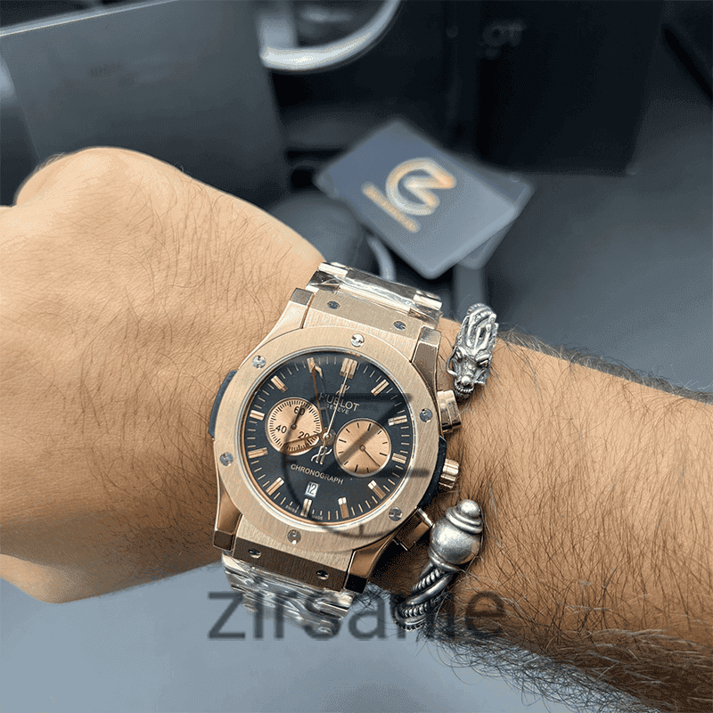ساعت مچی مردانه هابلوت کرنوگراف کلاسیک Hublot Chronograph Classic Rosegold Black — تصویر ۵
