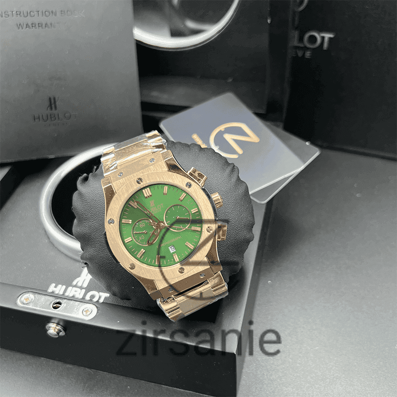 ساعت مچی مردانه هابلوت کرنوگراف کلاسیک Hublot Chronograph Classic Rosegold Green — تصویر ۳