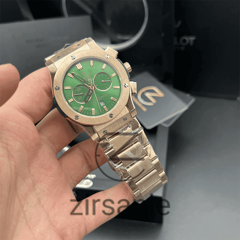 ساعت مچی مردانه هابلوت کرنوگراف کلاسیک Hublot Chronograph Classic Rosegold Green — تصویر ۵