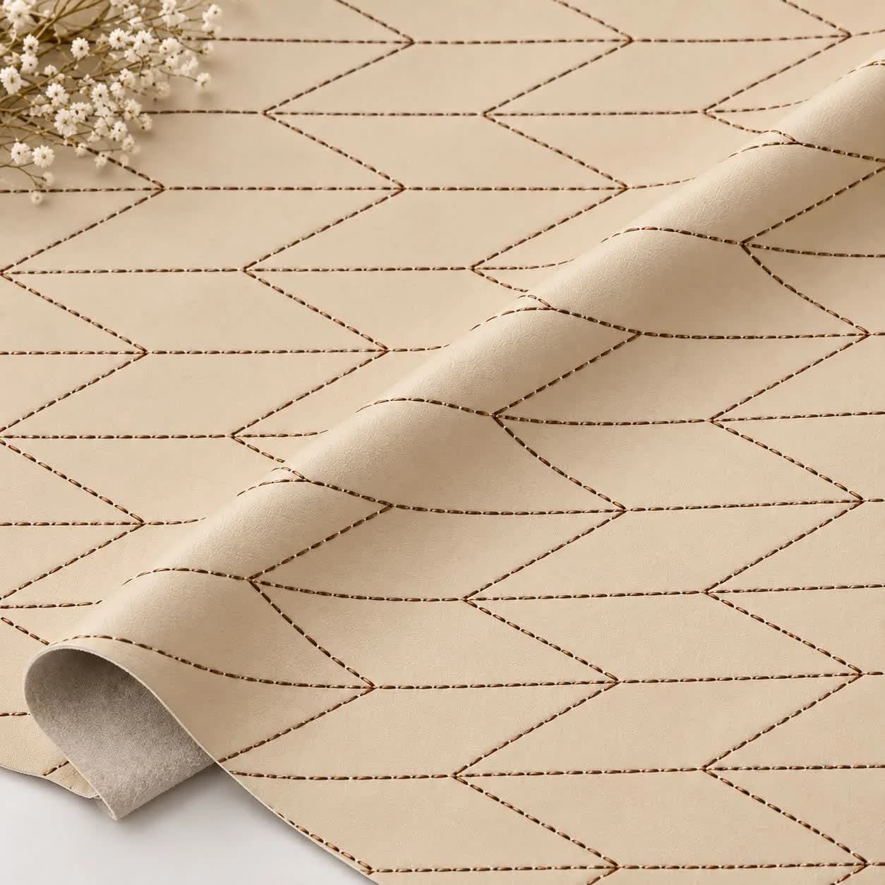 چرم PVC گل‌دوزی سه‌بعدی موج سارووان – کد E-L-39