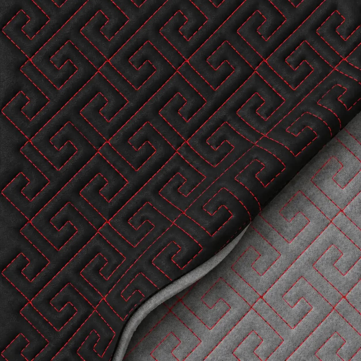 چرم PVC گل‌دوزی سه‌بعدی گره یونانی سارووان – کد E-L-25 — تصویر ۵