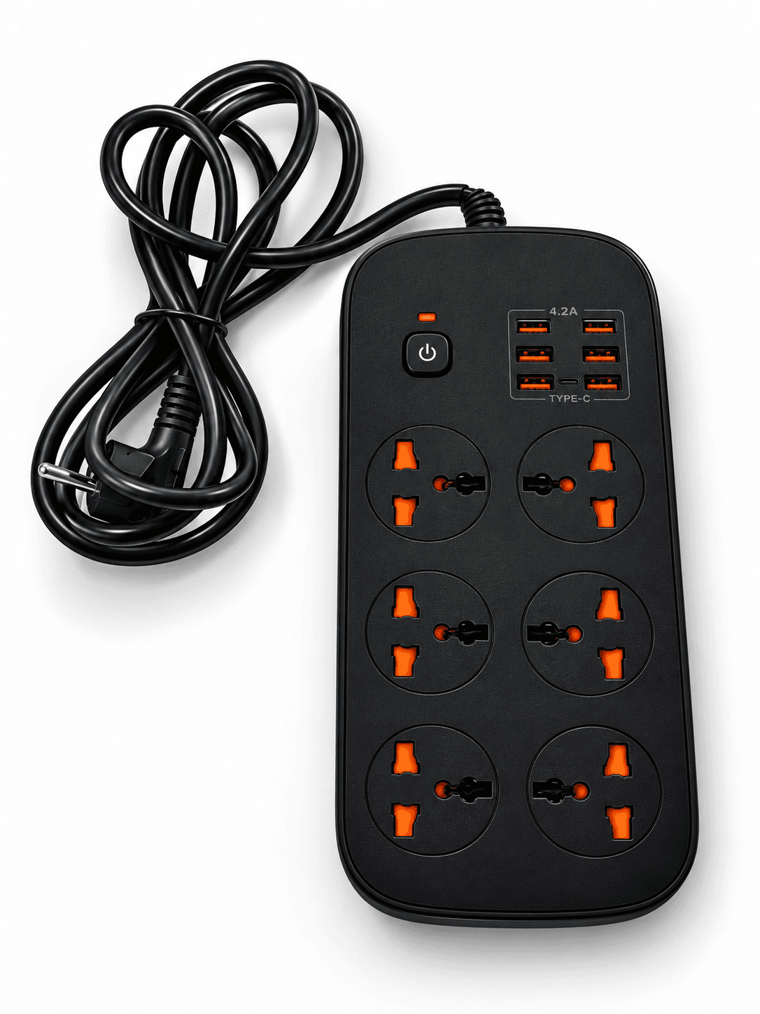 چندراهی برق ۶ پریز با ۴ USB و ۲ Type-C، توان ۳۵۰۰ وات و محافظ برق — تصویر ۲