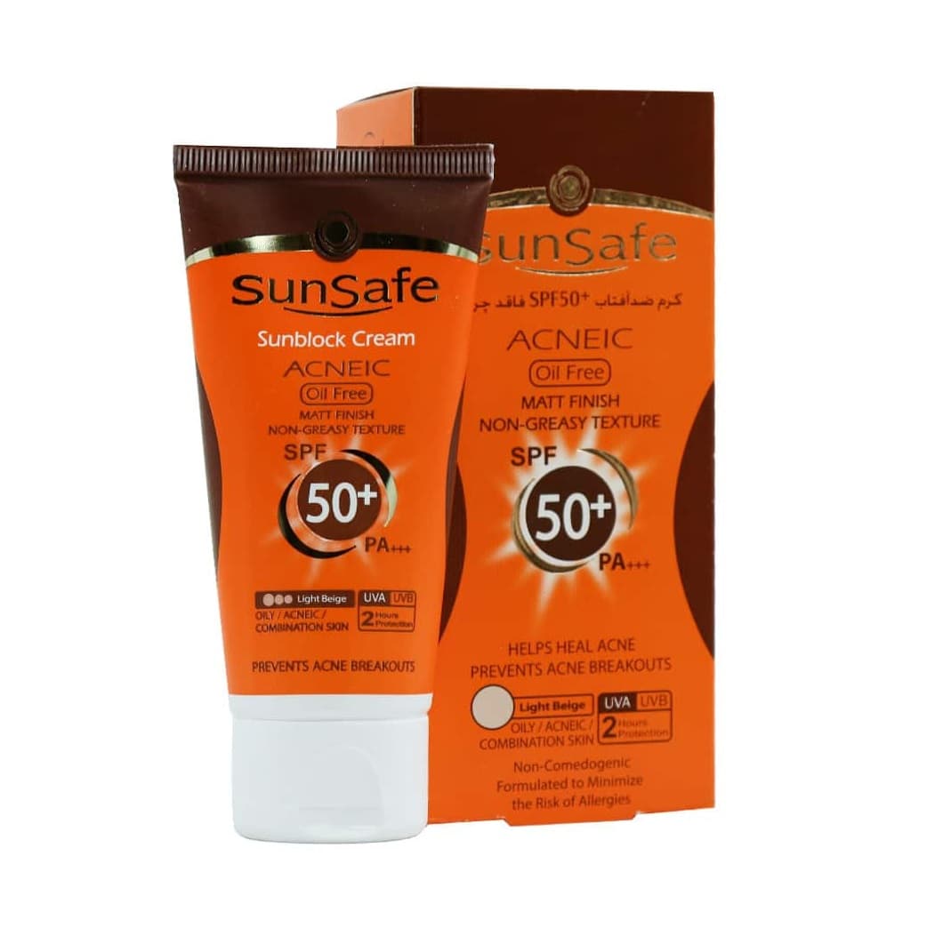کرم ضدآفتاب فاقد چربی سان سیف SPF 50 لایت بژ