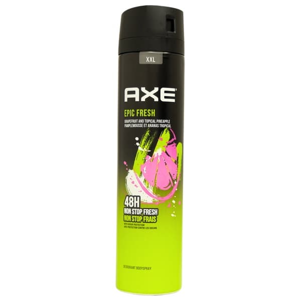 اسپری بدن اکس رایحه گرمسیری گریپ‌فروت و آناناس AXE Epic Fresh حجم 250 میل