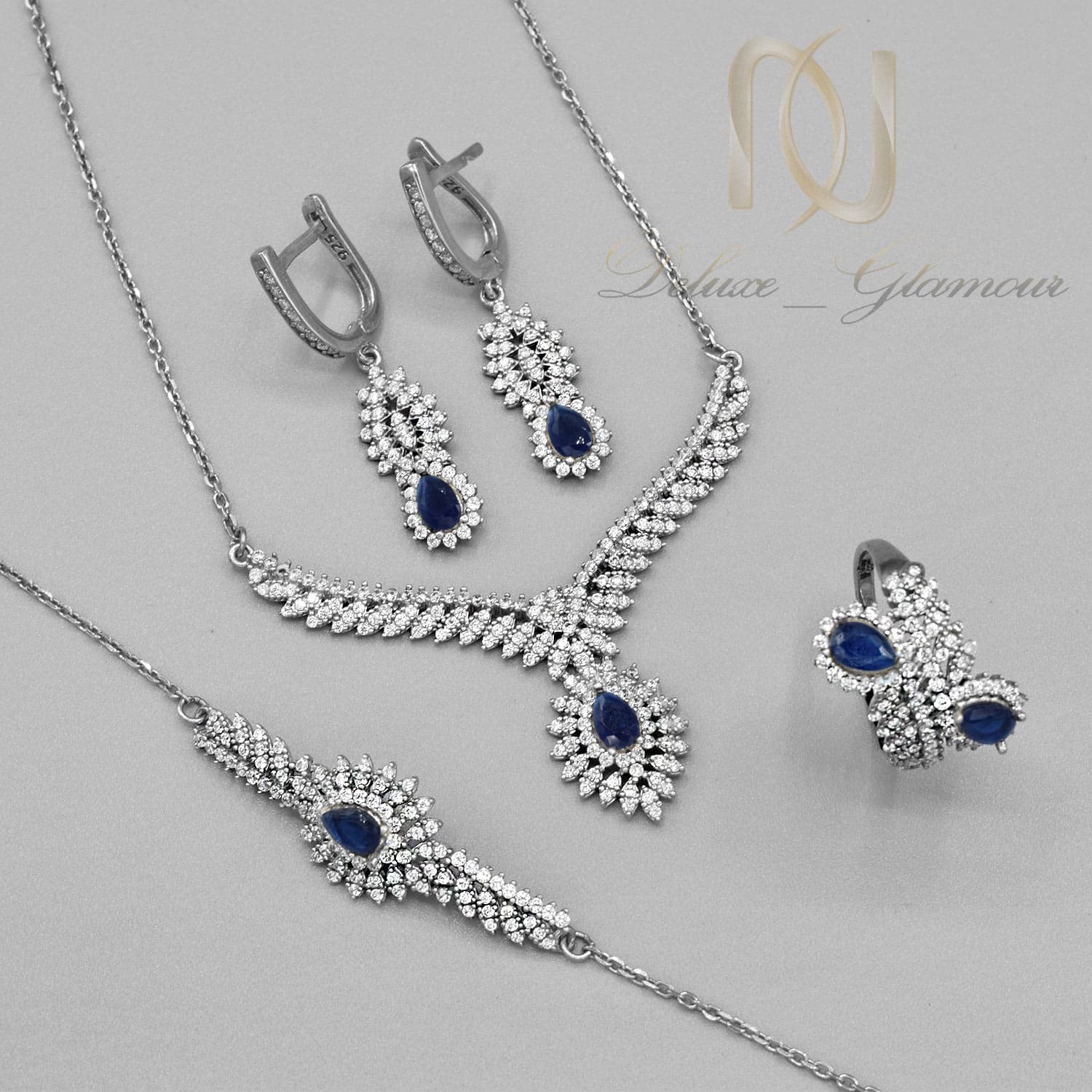 سرویس نقره ظریف زنانه طرح طلا NS-N673 — تصویر ۳