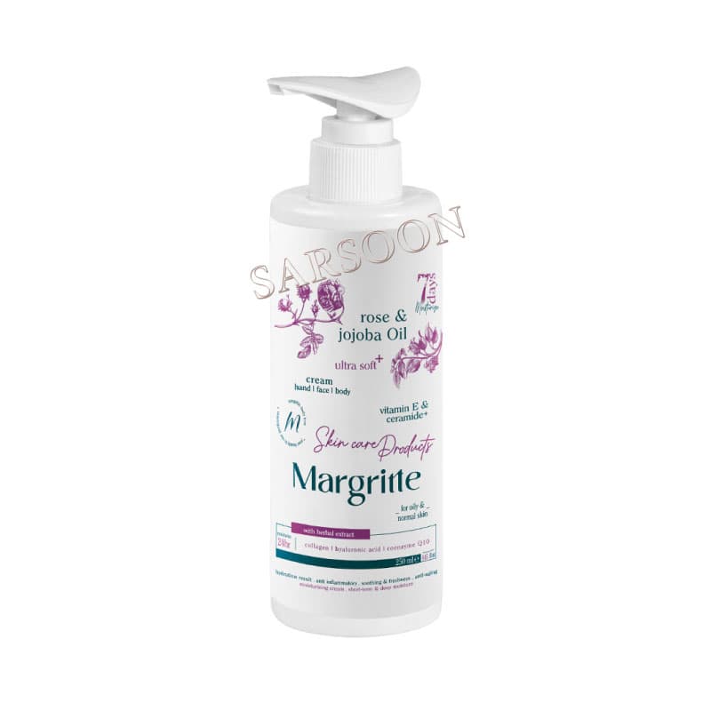 کرم مرطوب کننده گل رز و جوجوبا مارگریت 250 میلی لیتر Margritte Rose And Jojoba Oil Moisturizing Cream 250 ml