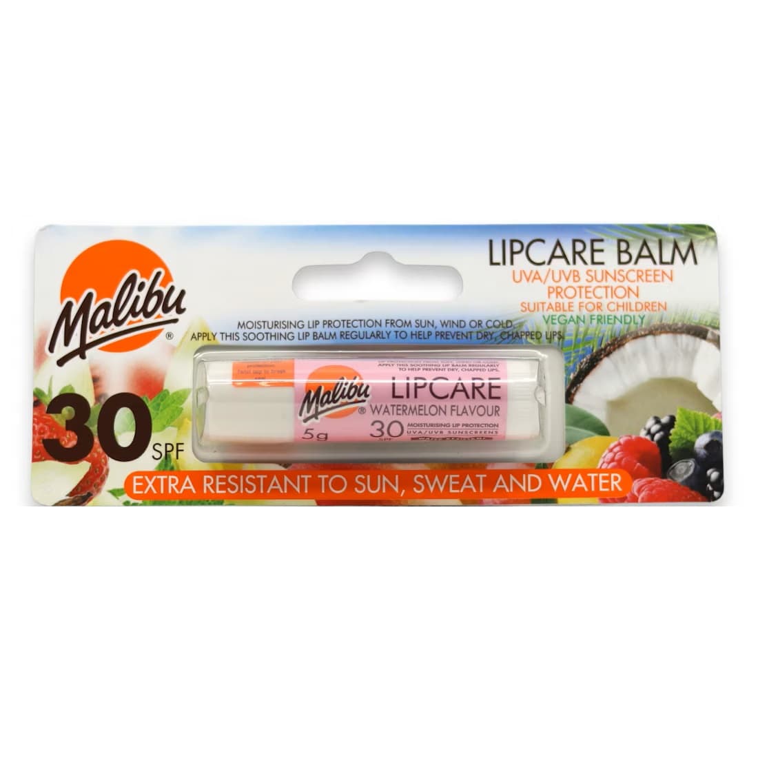 بالم لب ضدآفتاب مالیبو Malibu Strawberry طعم توت فرنگی — تصویر ۲