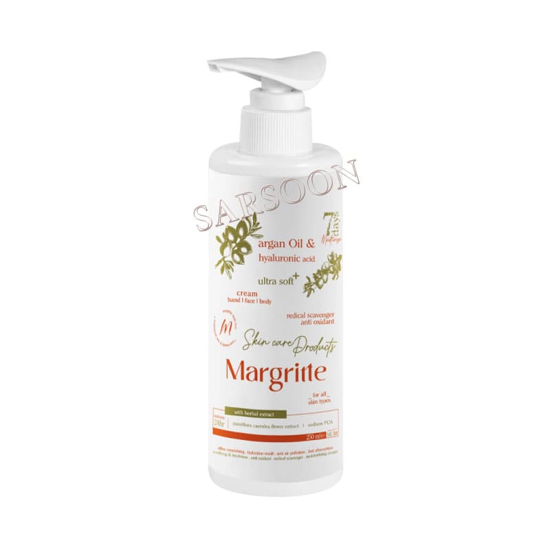کرم مرطوب کننده آرگان و هیالورونیک اسید مارگریت 250 میلی لیتر Margritte Argan Oil Moisturizer Cream 250 ml