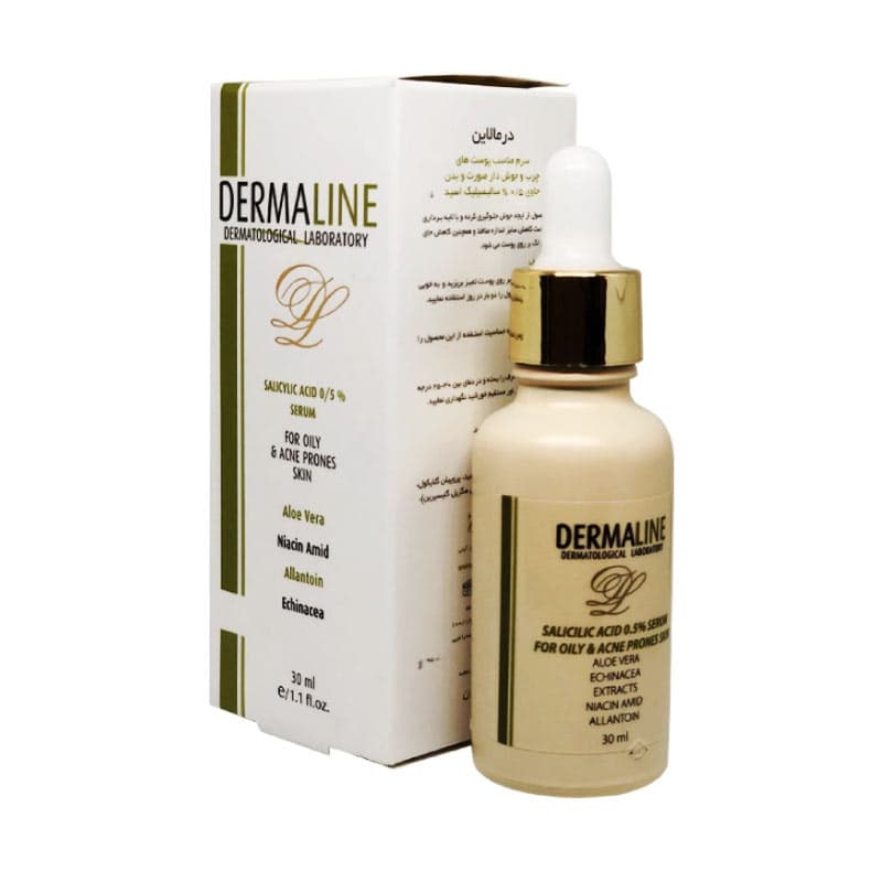 سرم ضد جوش حاوی 5% سالسیلیک اسید درمالاین 30 میلی لیتر dermaline salicylic Acid 0.5 Serum