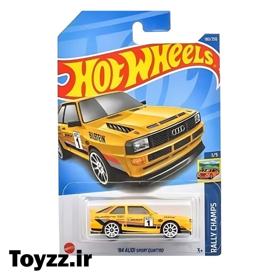 ماکت ماشین هات ویلز مدل آ او دی 84 AUDI SPORT QUATTRO زرد