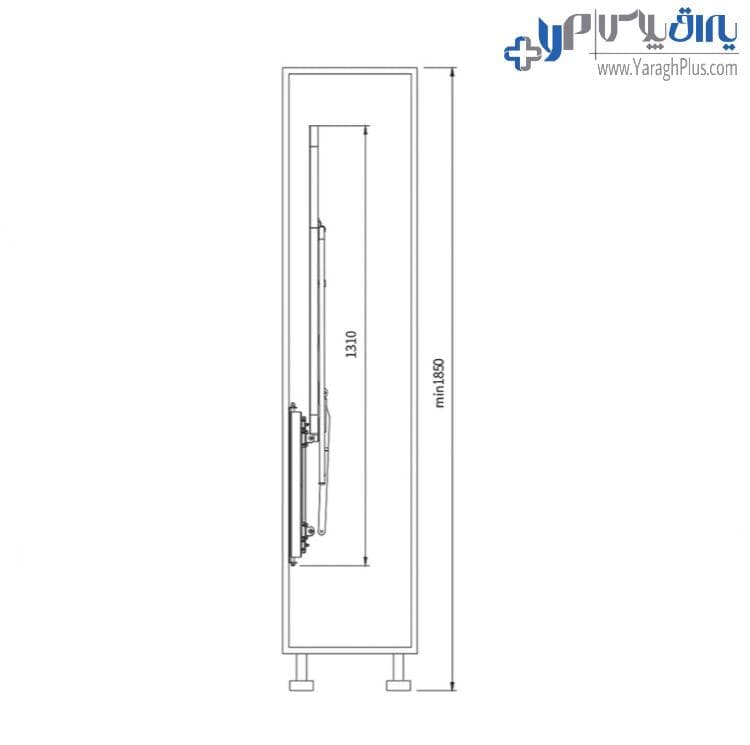 میز اتو ایستاده ریلی دیواری با پایه متصل به بدنه فانتونی j406 — تصویر ۵