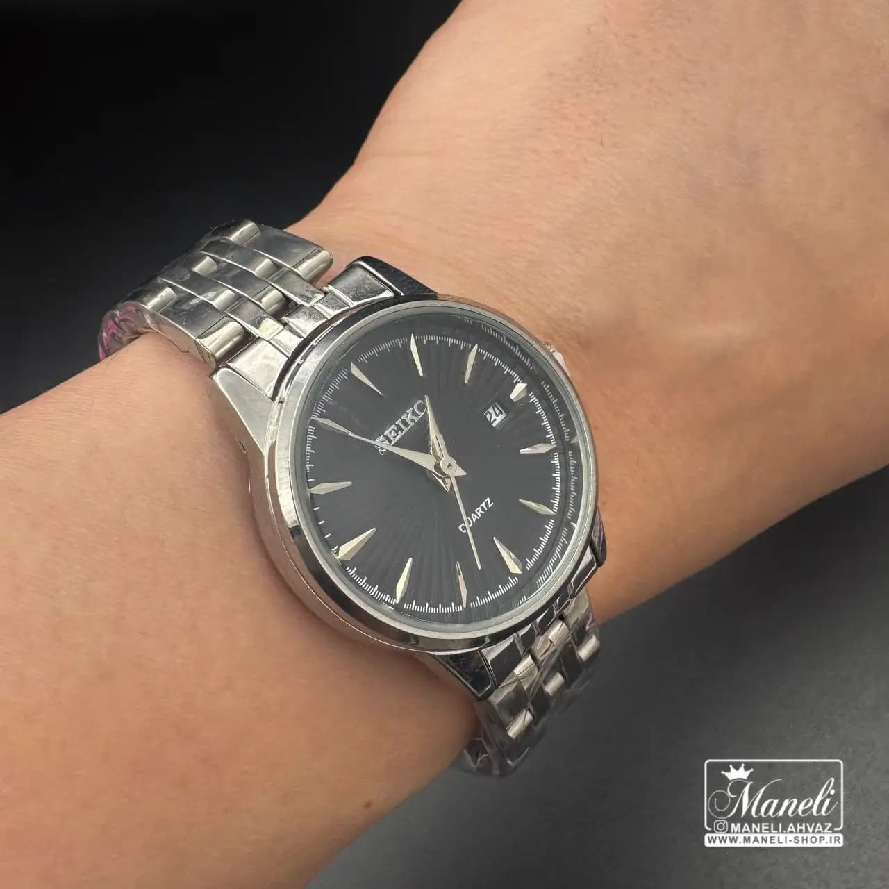 ساعت سیکو زنانه سیلور با صفحه مشکی (SEIKO) — تصویر ۳