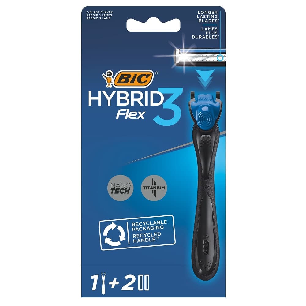 خودتراش مردانه بیک BIC HYBRID 3 Flex بسته 1 عددی + 2 تیغ یدک — تصویر ۲