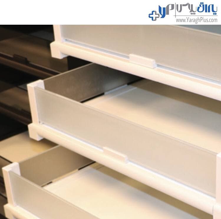 کشو ریلی شیشه‌ای داخل کمد لباس رنگ سفید طرح ایتالین فانتونی j505 – j506 – j507