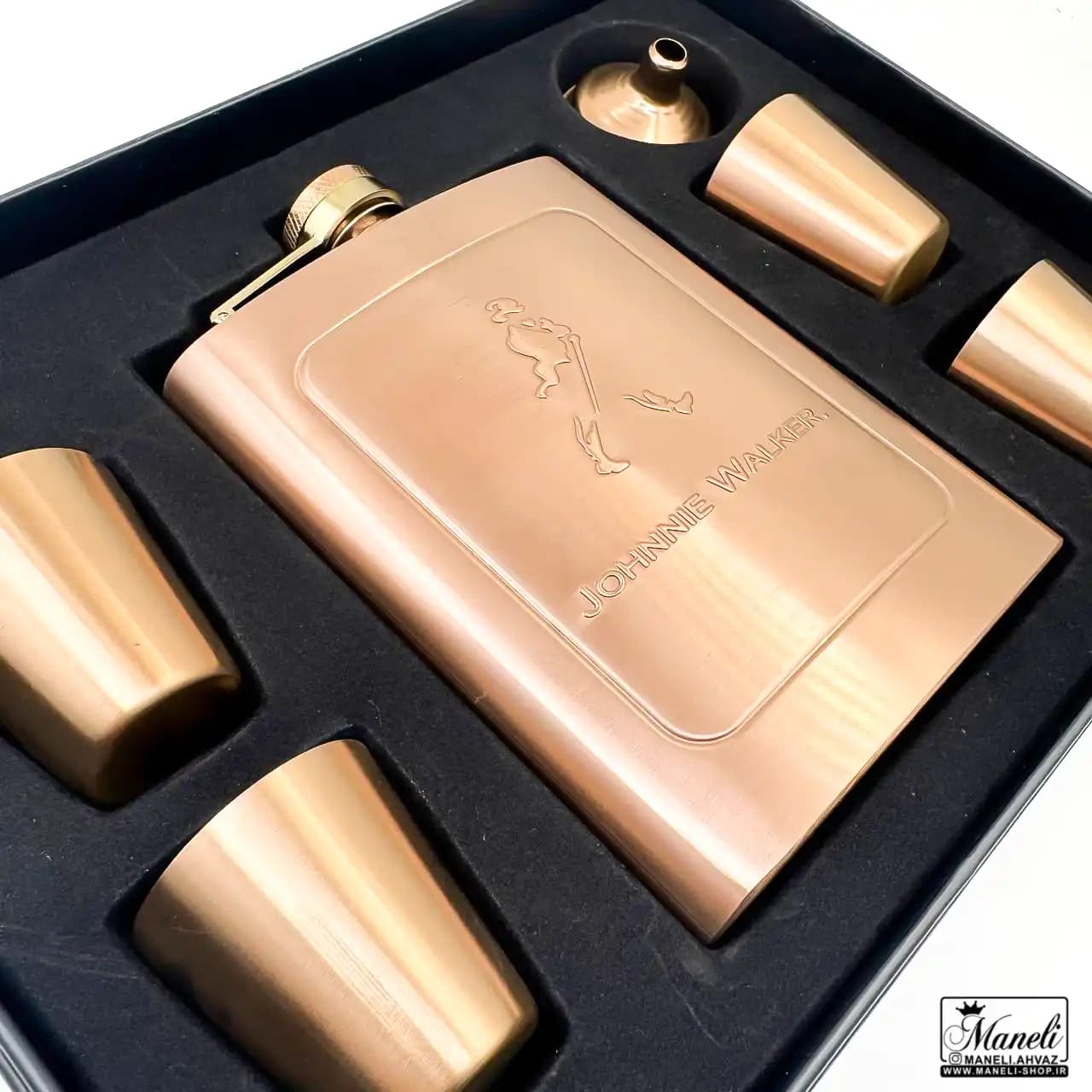 ست هیپ فلاسک و شات رنگ مسی Johnnie Walker — تصویر ۴