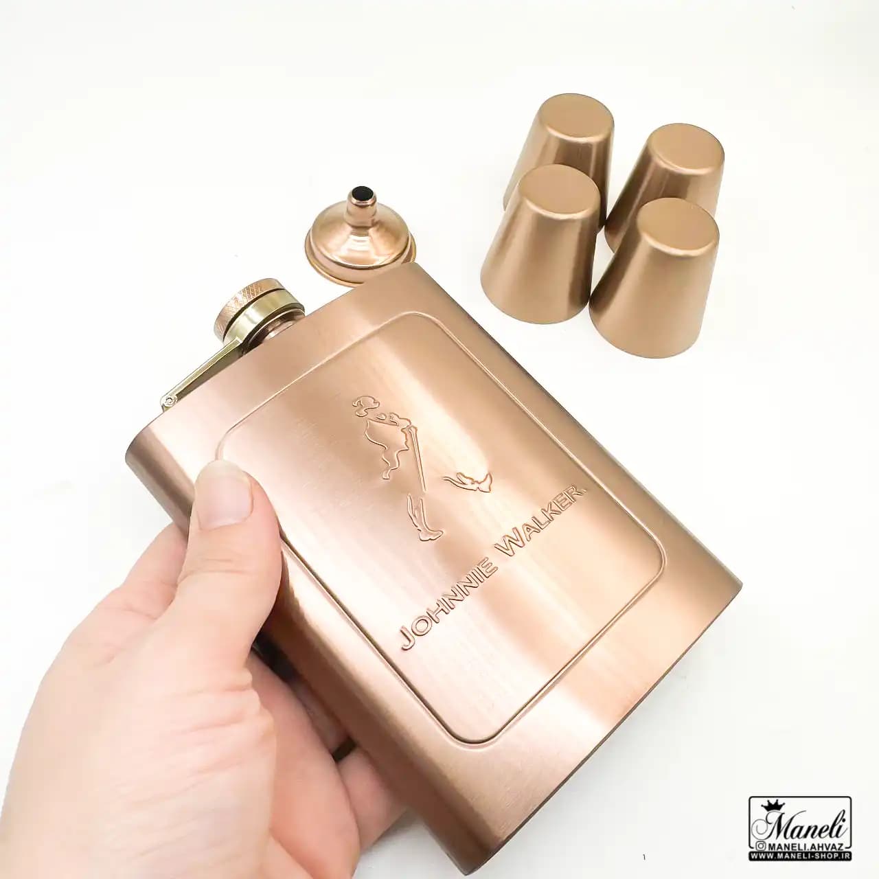 ست هیپ فلاسک و شات رنگ مسی Johnnie Walker — تصویر ۲
