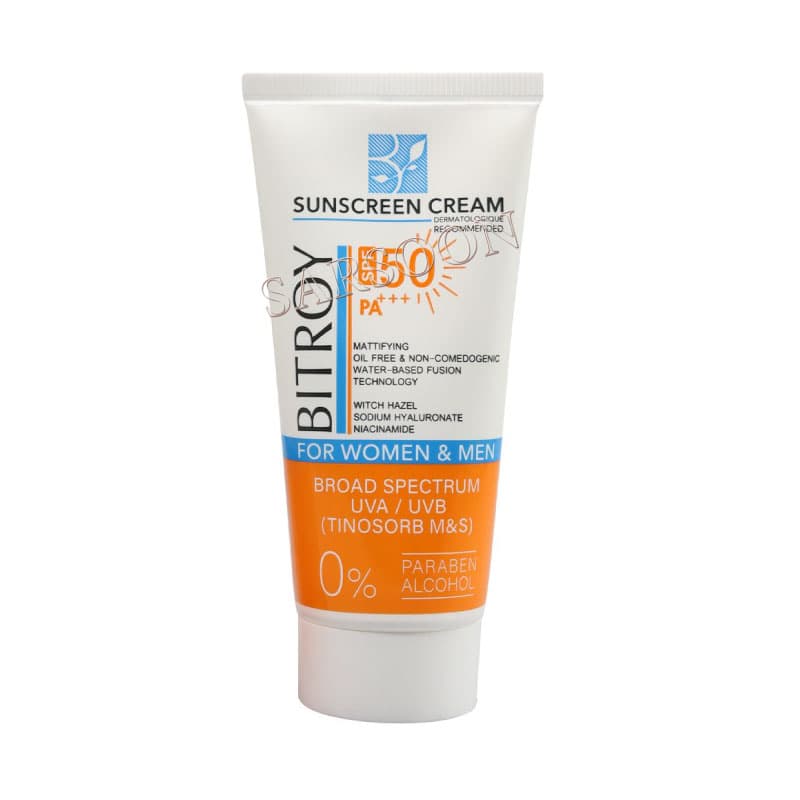 کرم ضد آفتاب بی رنگ پوست های مختلط و چرب بیتروی SPF50 Bitroy Combination and Oily Skin Invisible Sunscreen Cream SPF50 — تصویر ۳
