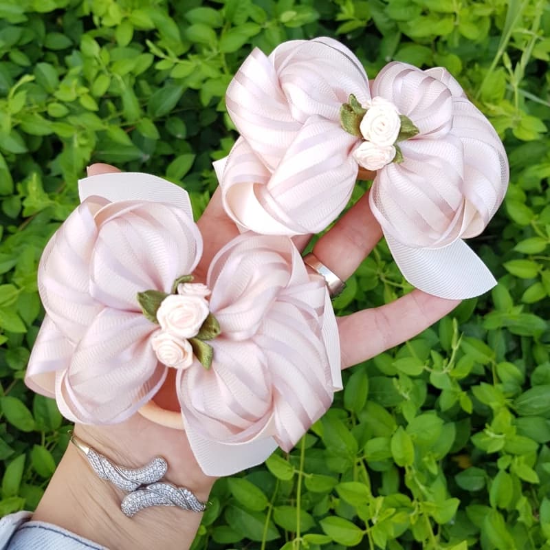 کش مو و گل سر مجلسی پاپیونی حریر ترکیه ای و روبان گروگرن