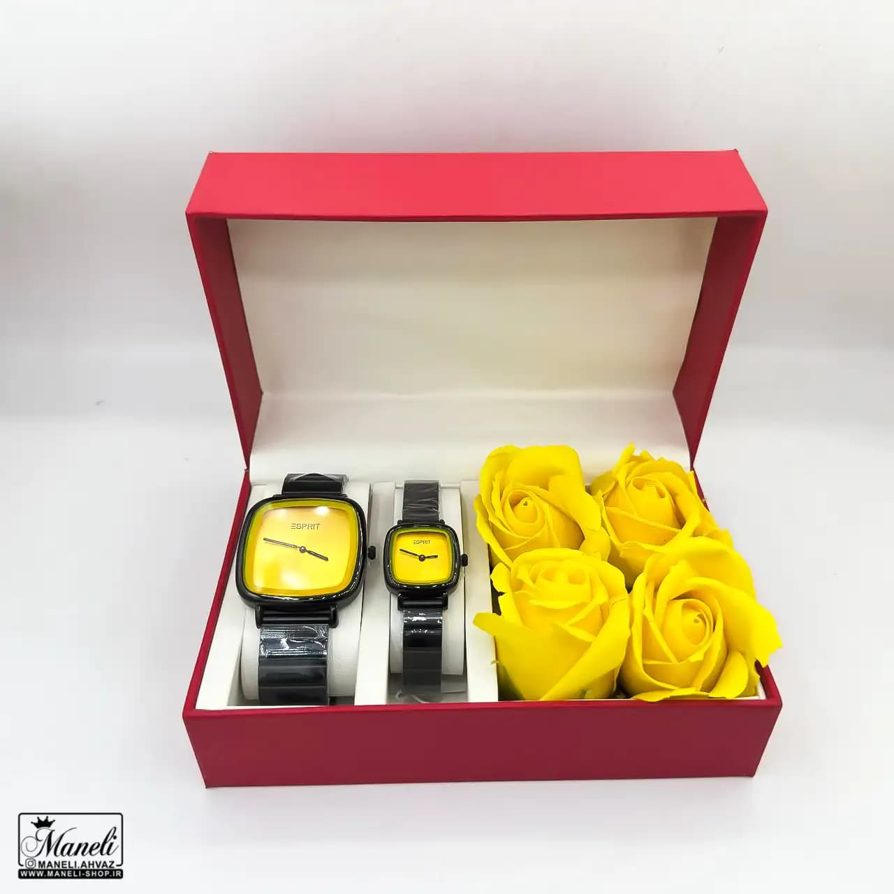 ست ساعت مردانه و زنانه اسپریت صفحه مربع زرد 5056L| اورجینال