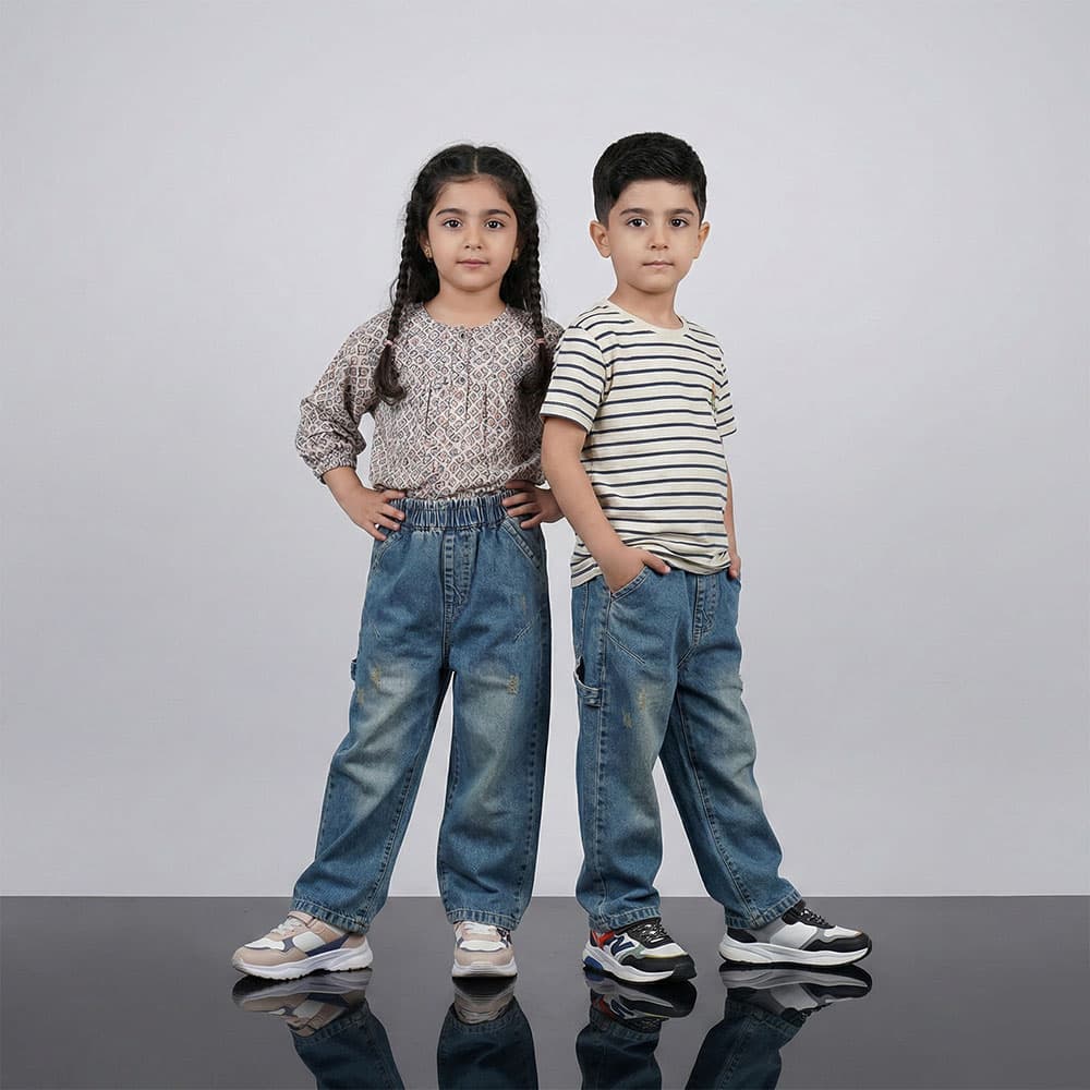 شلوار جین بگ آبی بچه گانه 2 تا 7 سال کد 11220