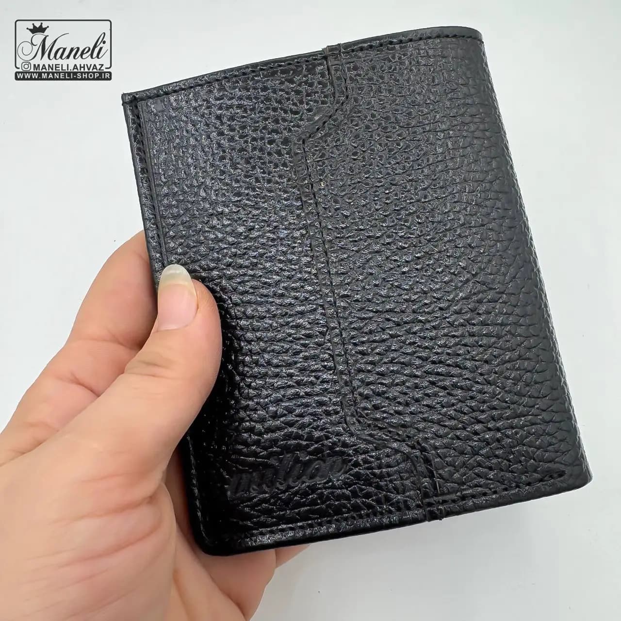 ست هدیه ای کیف کوتاه و جاسوئیچی چرم طبیعی قهوه ای و مشکی — تصویر ۷