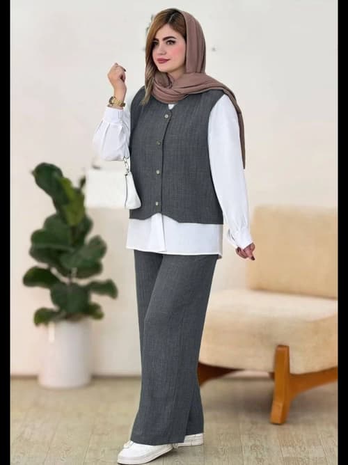 لباس زنانه ست سه‌ تکه پارسین؛ انتخابی شیک، کاربردی و با کیفیت — تصویر ۸