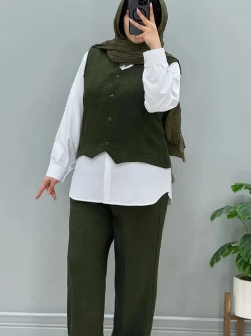 لباس زنانه ست سه‌ تکه پارسین؛ انتخابی شیک، کاربردی و با کیفیت — تصویر ۳