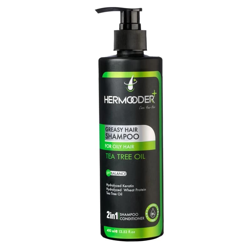 شامپو مخصوص موهای چرب هرمودر مدل TEA TREE OIL hermooder greasy hair shampoo — تصویر ۲
