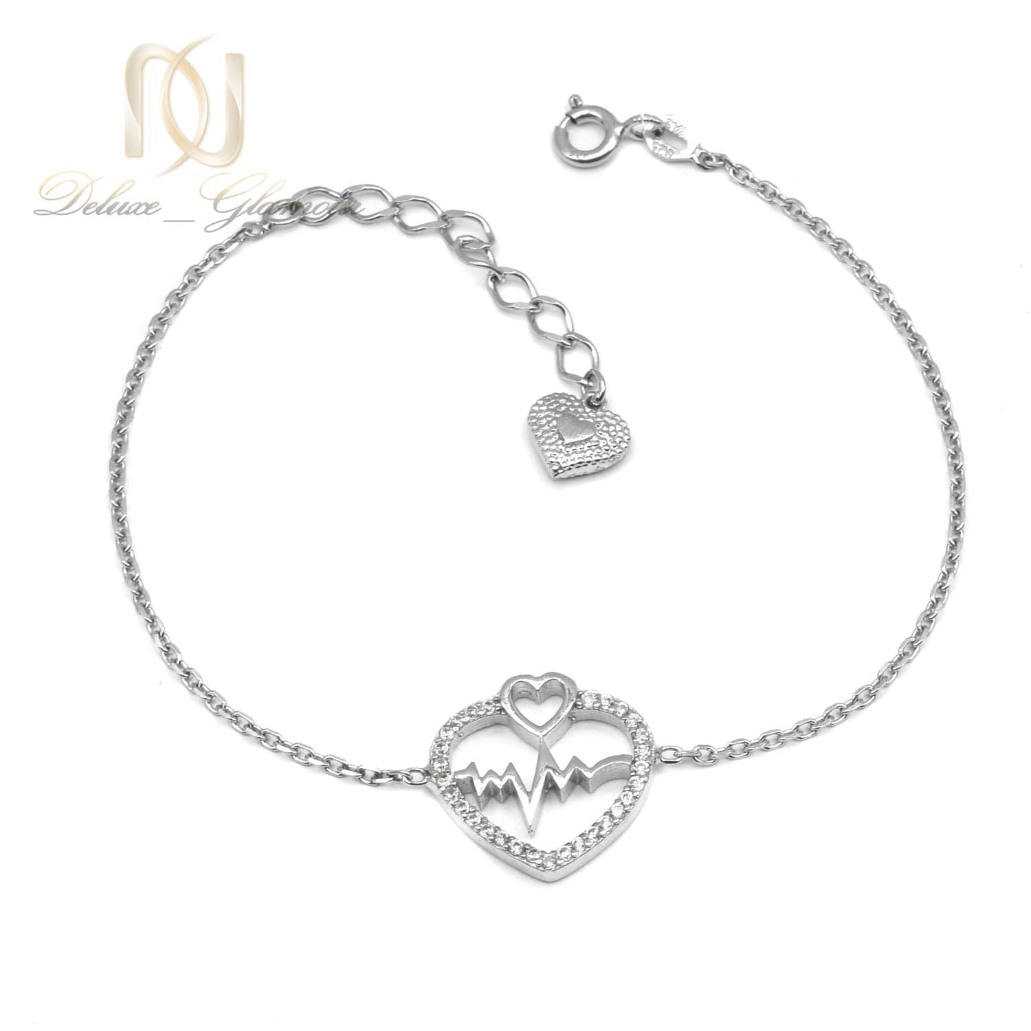 دستبند نقره دخترانه طرح ضربان قلب