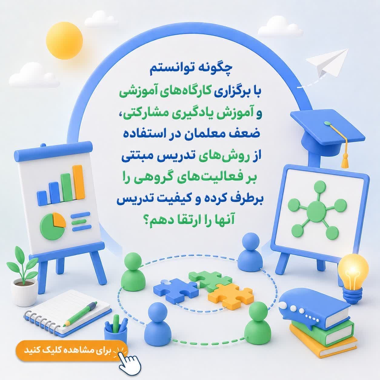 چگونه توانستم با برگزاری کارگاههای آموزشی و آموزش یادگیری مشارکتی، ضعف معلمان در استفاده از روشهای تدریس مبتنی بر فعالیتهای گروهی را برطرف کرده و کیفیت تدریس آنها را ارتقا دهم؟