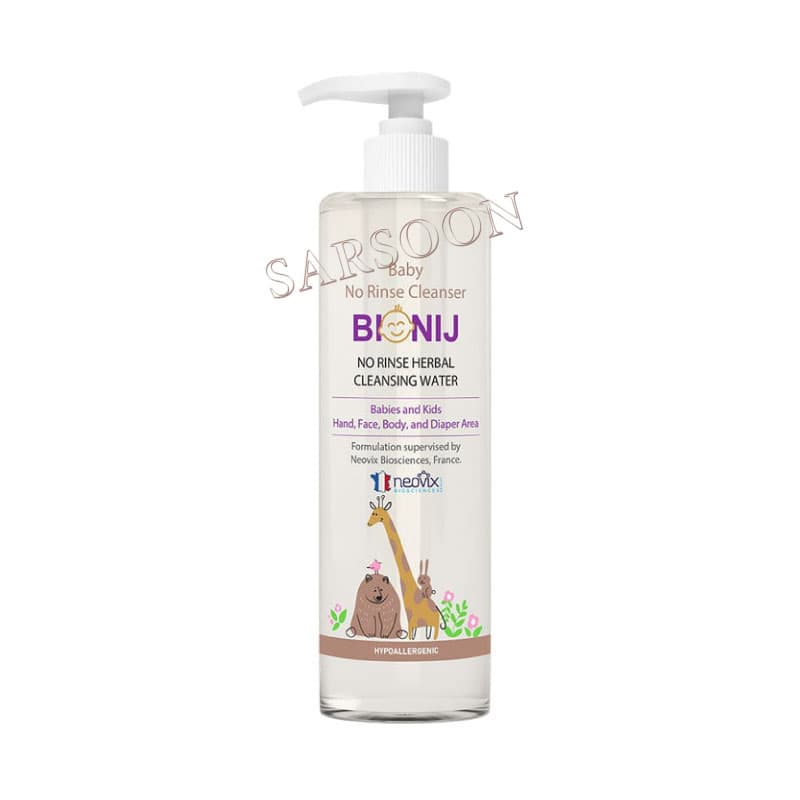 محلول پاک کننده گیاهی نوزادان و کودکان بیونیج بدون نیاز به آبکشی Bionij No Rinse Herbal Cleansing Water For Babies And Kids — تصویر ۲